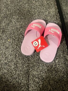 Puma Kids Pink and Light Pink Slide Sandals